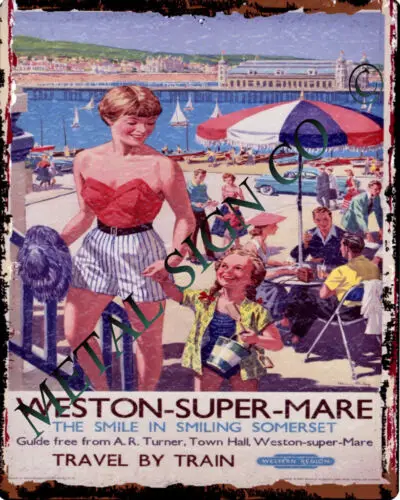 WESTON SUPER MARE RAILWAY metal wall sign bar shed garage cafe train model room