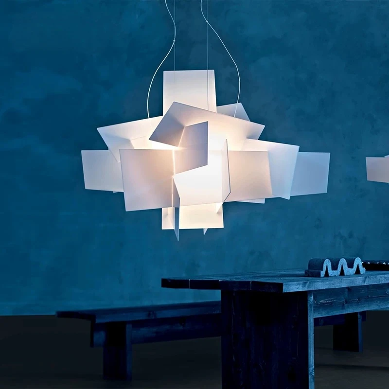 Modern Geometric Stacked Panels Pendant Light Abstract Irregular LED Chandelier for Dining Room Living Room Bedroom  Minimalist