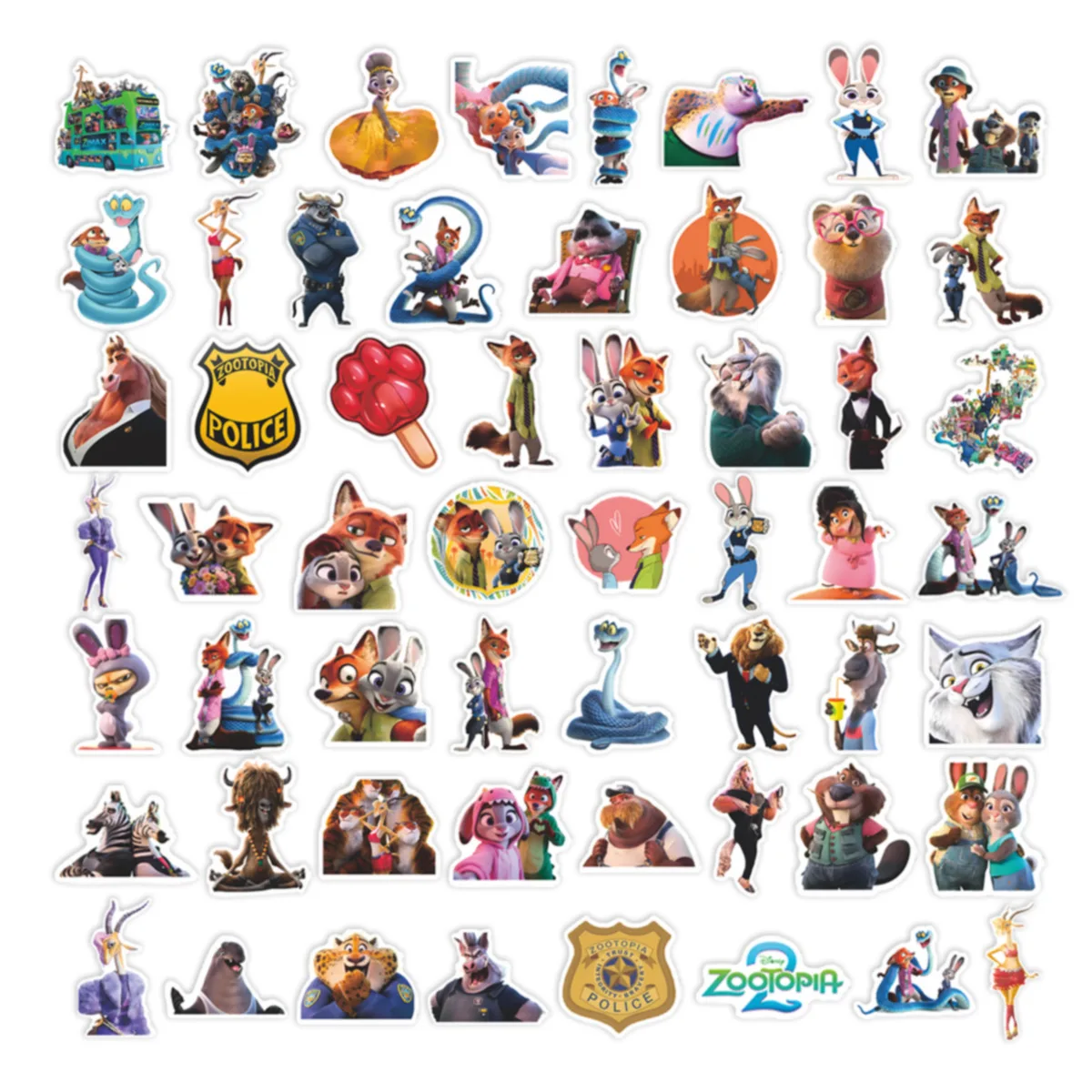 56 قطعة فيلم الساخن Zootopia 2 أنيمي ملصقات لطيف الكرتون الكتابة على الجدران ملصق Skateboard بها بنفسك سكيت الغيتار المحمول مضحك الشارات لعبة هدية