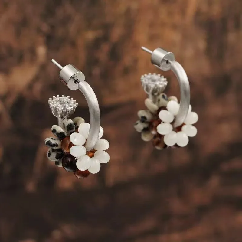 

Съемные серьги Jenny&dave из агата с вкраплениями, серьги-гвоздики, ювелирные украшения, женские серьги, серьги-каффы