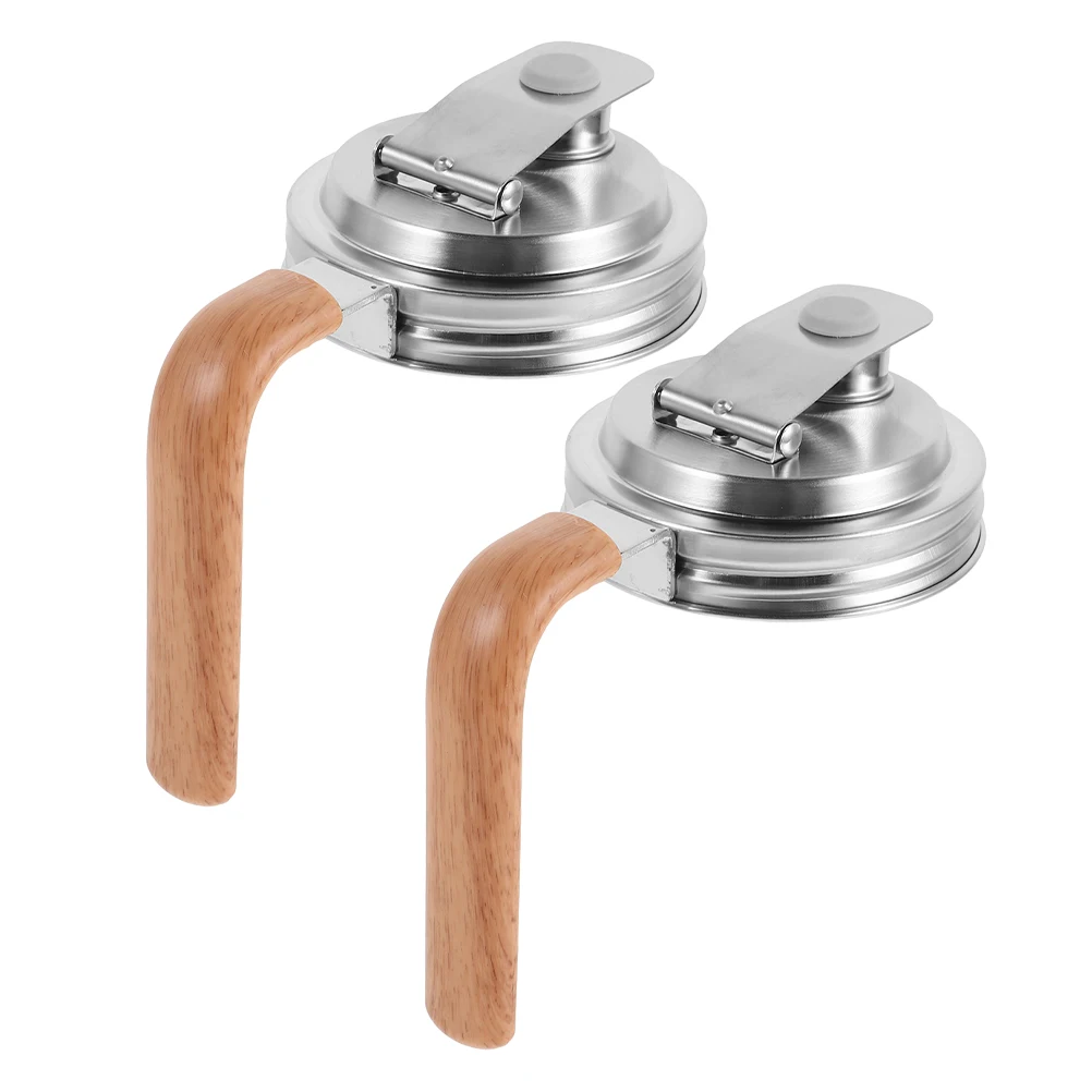

2pcs Wide Mouth Mason Jar Pour Spout Lid Stainless Steel Flip Cap Leak Proof Drinking Lid With Handle Reusable Jar Lids