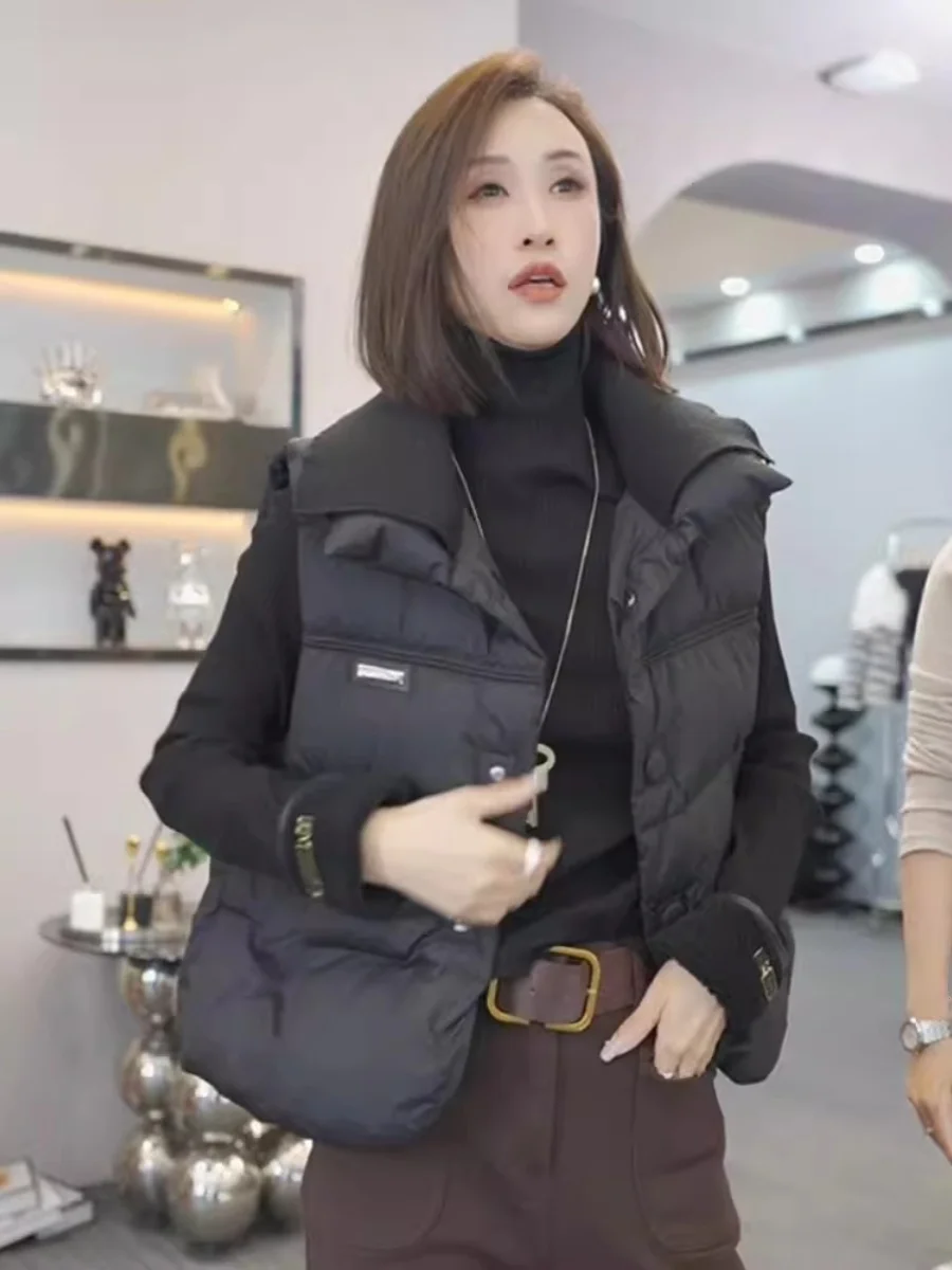 Thickened down Vest Women's Jacket Spring Autumn Winter Outerwear  Collar Single Button Closure Commute Style Fashion