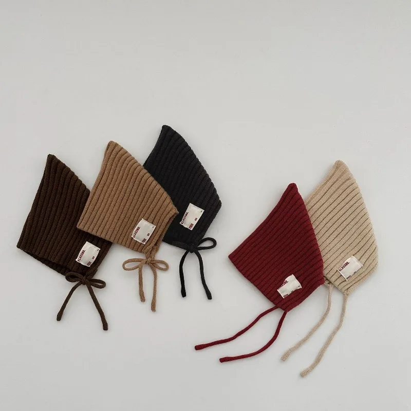 

Вязаная шапка для маленьких девочек и мальчиков, вязаная шапка в стиле ретро, шапочка для новорожденных с регулируемым ремешком, зимняя теплая шапка для малышей, 0-24 месяцев, несколько цветов, A2527