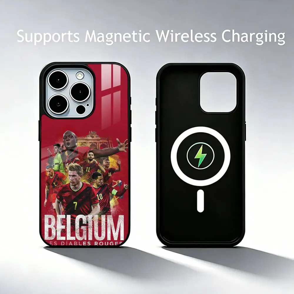 For B-Belgium football team  Phone Case For iPhone17,16,15,14,13,12,11 Plus,Pro Allows magnetic wireless charging