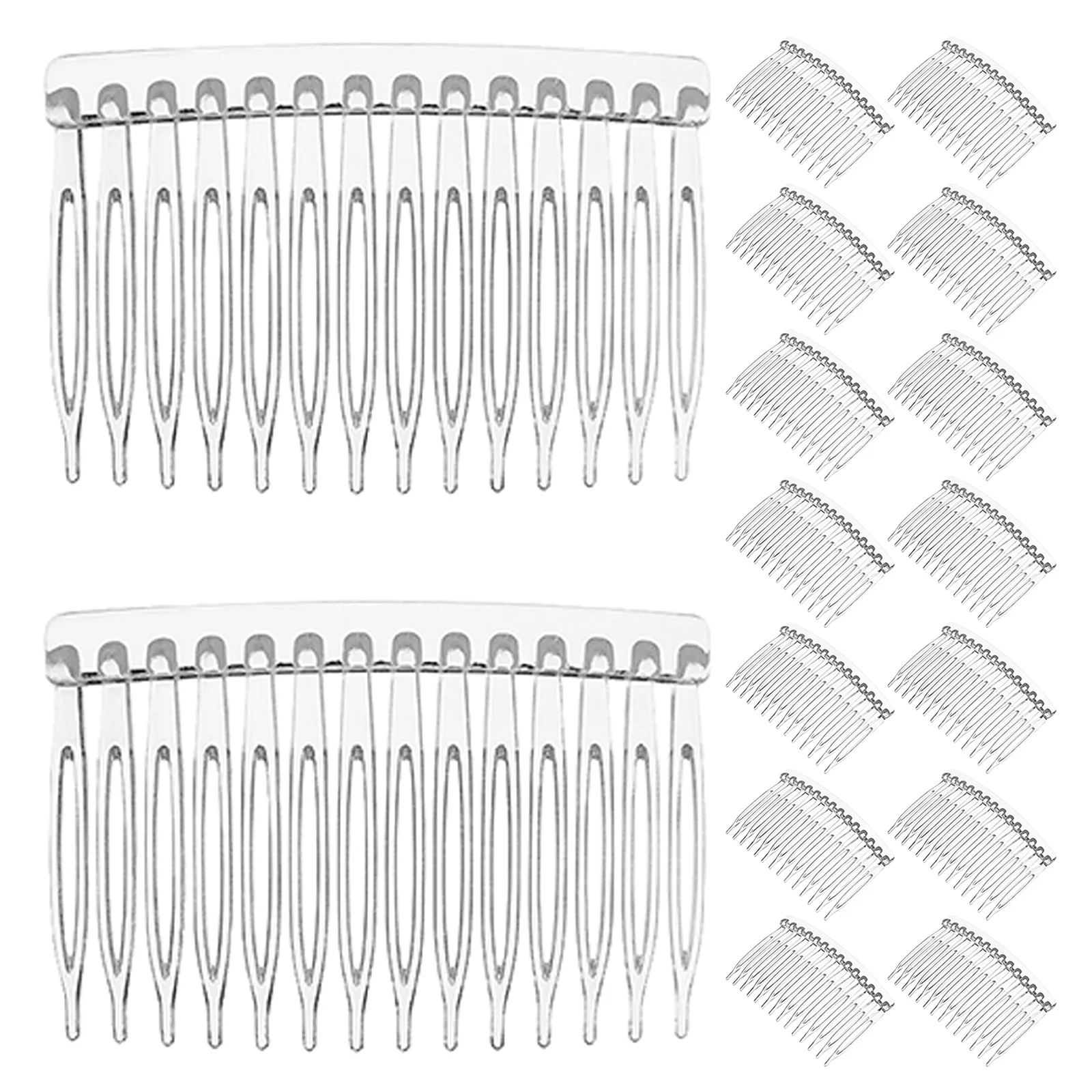 

50Pcs Transparent Comb Clear Hair Comb 14 Teeth for Women Styling Updo French Twist Bun Accessories Plastic Decorative Side