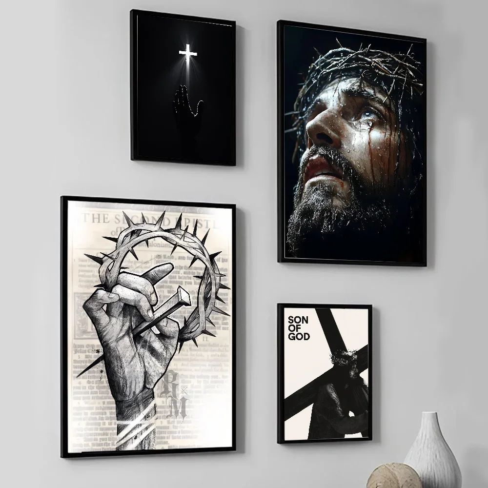 1pc frameless Canvas Son of God Jesus Cross Holy Light Wall Art, HD Canvas Print Poster, Suitable for Home, Living Room, Room De view 2
