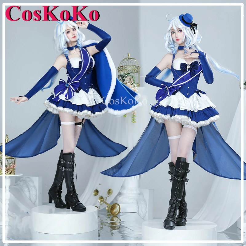 CosKoKo Furina Game Genshin Impact Cosplay Costume Fashion Sweet Elegant Formal Dress Halloween Party Role Play Clothing S-XL