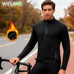 WOSAWE Men's Winter Cycling Bike Jackets Windproof Thermal Bicycle Clothing for Men Warm Fleece Road Bike Windbreaker