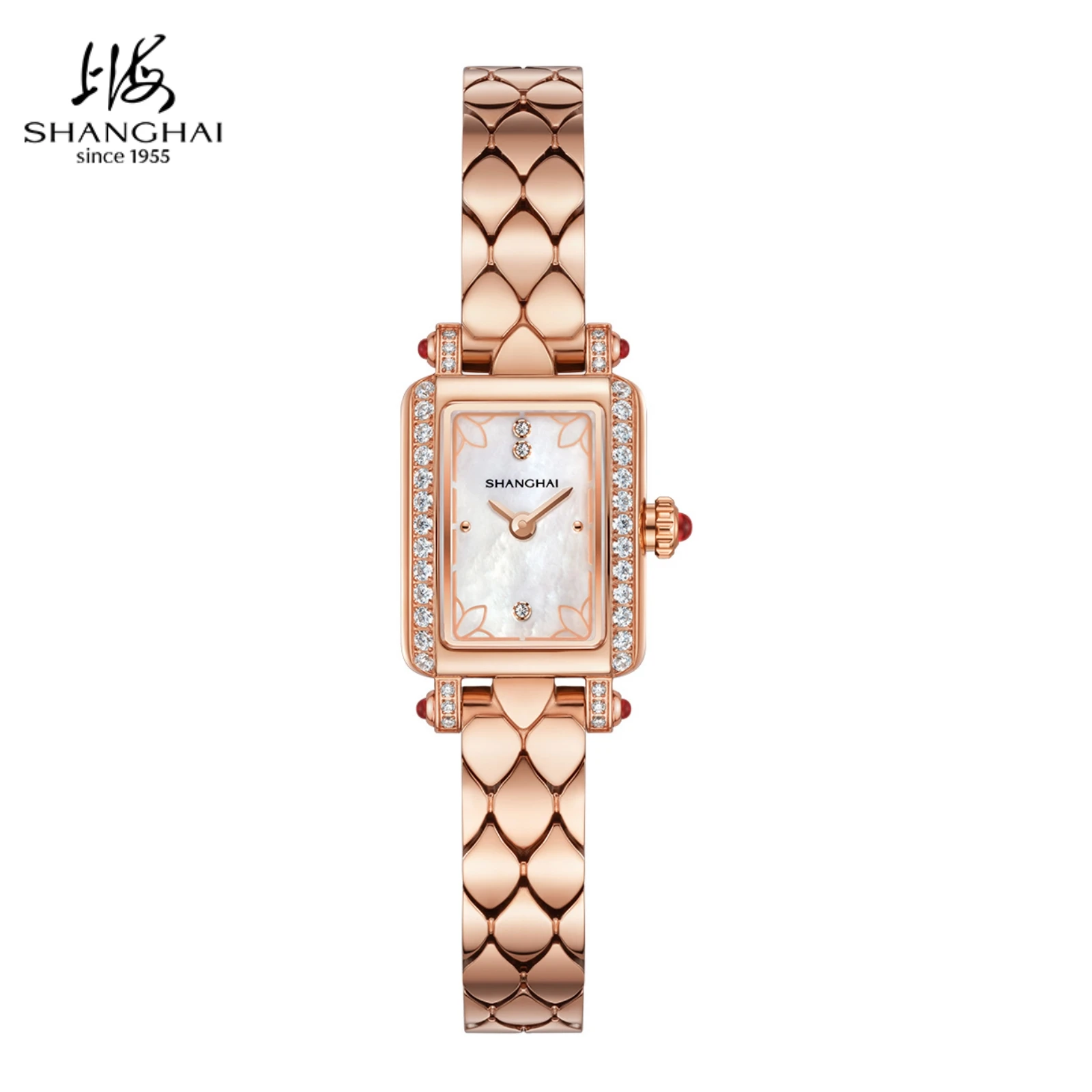 Shanghai Luxury Ladies' Quartz Watches Rectangle Vintage Sapphire 316L Stainless Steel Wristwatch Art Deco Waterproof Clock 2602