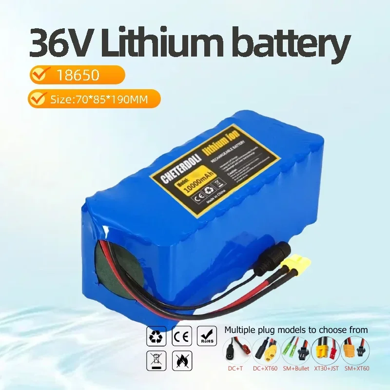 10S4P 36V 8AH 10Ah 18650 lithium battery pack with built-in BMS suitable for 300W-750W electric commuting tools