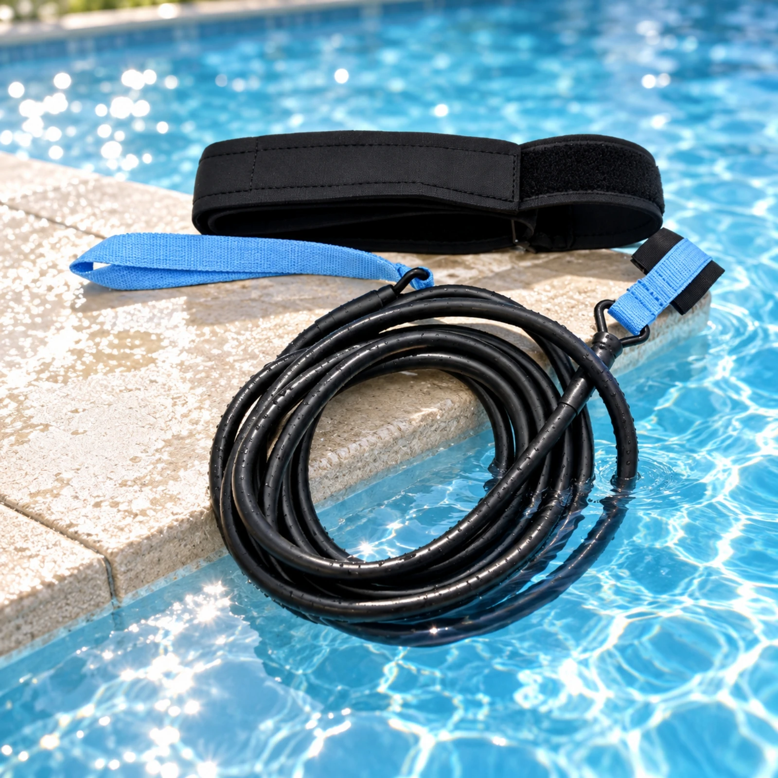 Swim Resistance Tether Rust-Proof Swimming Resistance Tether Swim Aid Latex Elastic Tube Swim Swim Aid Heavy-Duty Low-Impact
