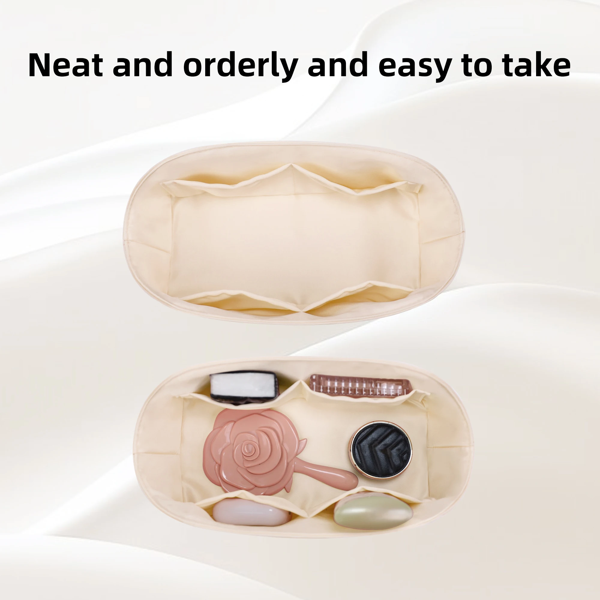 DGAZ Silk Purse Organizer Insert Fits Dior Toujours Bags，Silky Smooth Bag Organizer，Luxury Handbag & Tote Shaper view 5