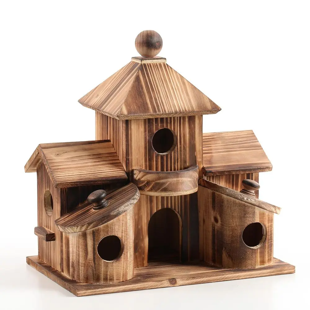 

Деревянный домик для птиц на 6 мест, комнатка для нескольких птиц, декоративный подвесной птичий домик-гнездо для сада