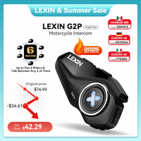 New Lexin G2 Motorcycle Intercom Helmet Bluetooth Headsets,Handsfree Communicator Up to 6 Riders Interphone with FM Radio