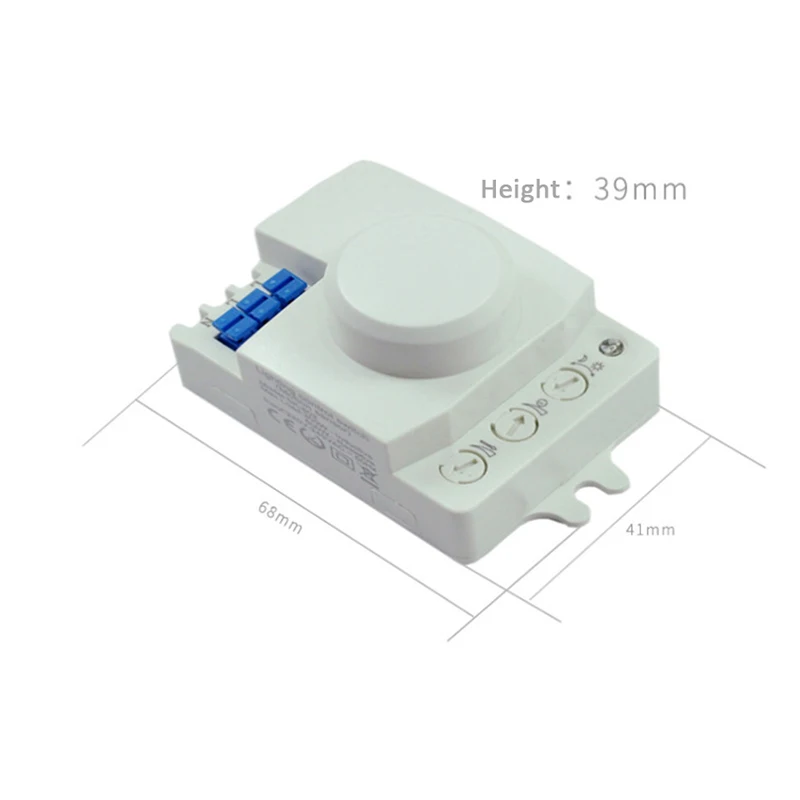 Mini High Frequency Microwave Motion Sensor, Característica Ajustável, 220V, 360 Graus, Luz LED, Interruptor Sensor Automático