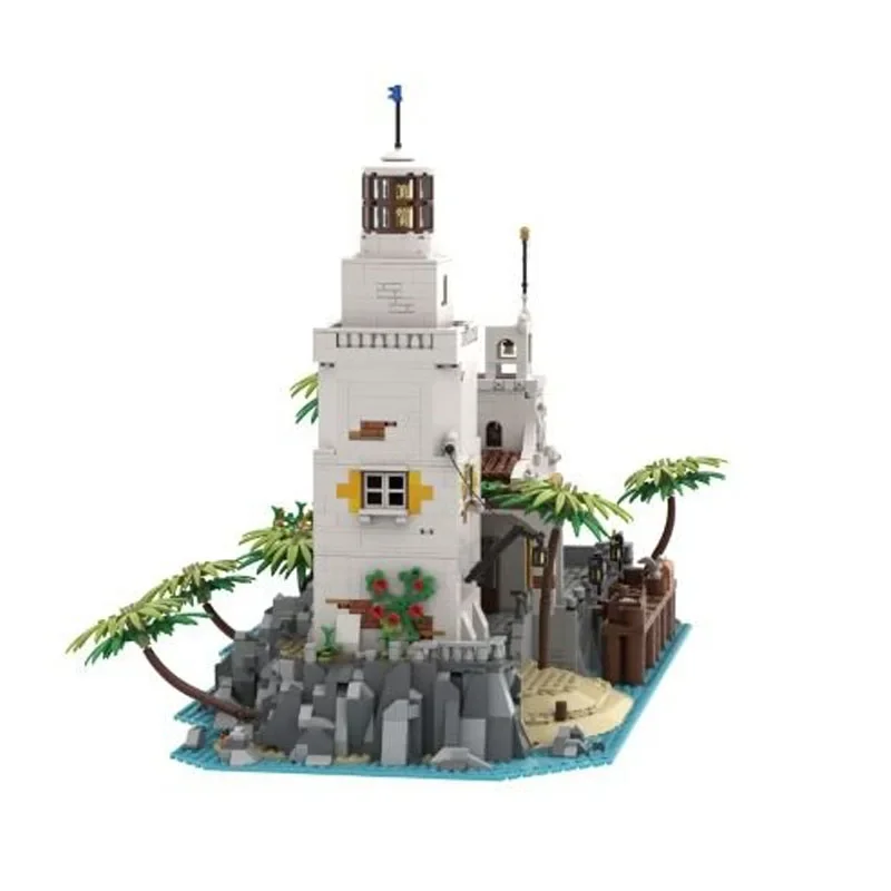 MOC-170153 Eerste Toren Santa Maria Puerto Licht Street View Eiland Haven Stad Bouwsteen Speelgoed 4997 Stuks Diy Kerstcadeaus