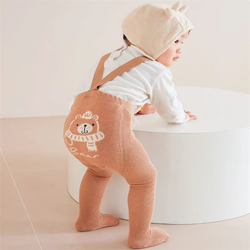 Newborn Baby Tights For Girls Soft Toddler Girl Pantyhose Casual Infant Boy Leggings With Shoulder Strap Knitted New Born Tight