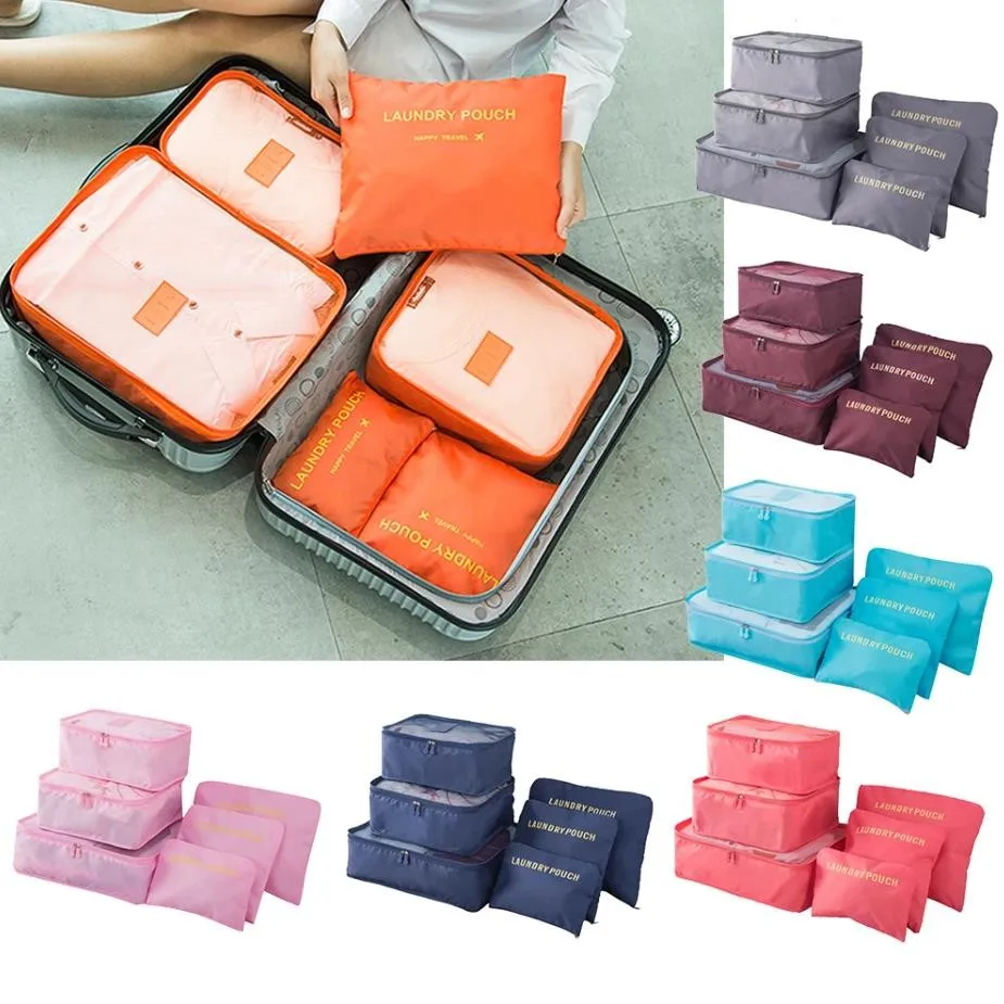 6 PCS Travel Storage Bag Set For Clothes Tidy Organizer Wardrobe Suitcase Pouch Unisex Multifunction Packing Cube Bag Travel Kit