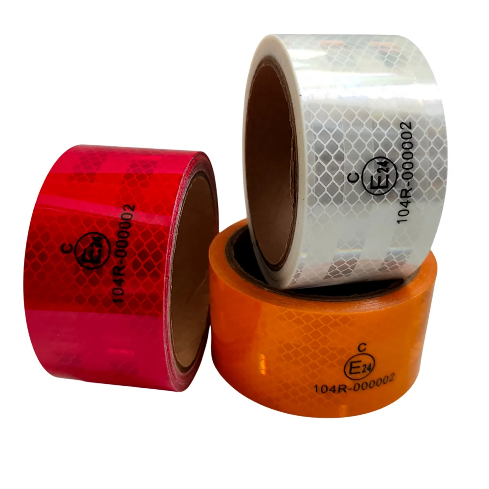 5cm*5m PC Reflective Material CE4 104R-000002 Waterproof Sticker Adhesive White Red Yellow Reflector Tapes For Car Vehicle Truck