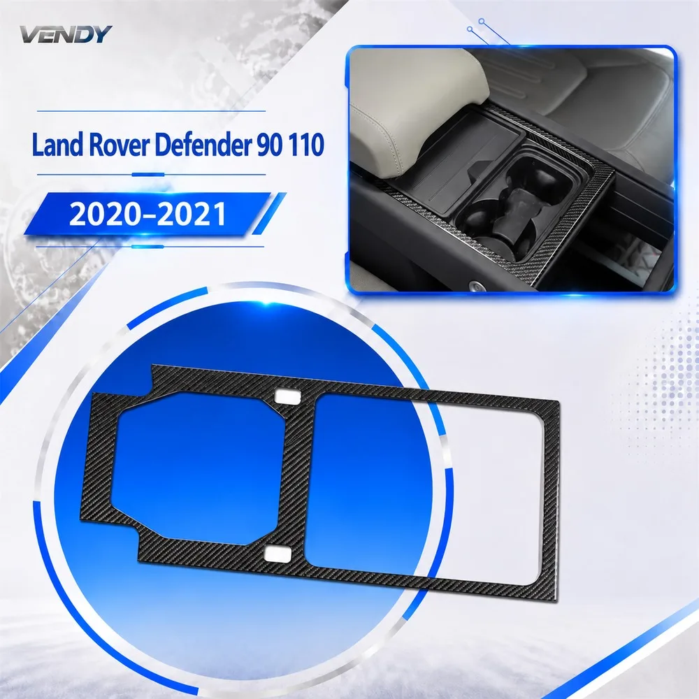 Real Carbon Fiber For Land Rover Defender 90 110 2020-2021 Cup Holder Panel Decorative Frame Cover Modified Parts Accessories