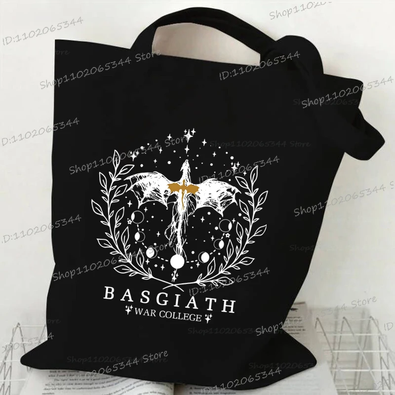 

Basgiath War College Tote Bag Canvas Shoulder Bags Foldable Large Capacity Shopper Handbag Women's Casual Bookish Canvas Bag
