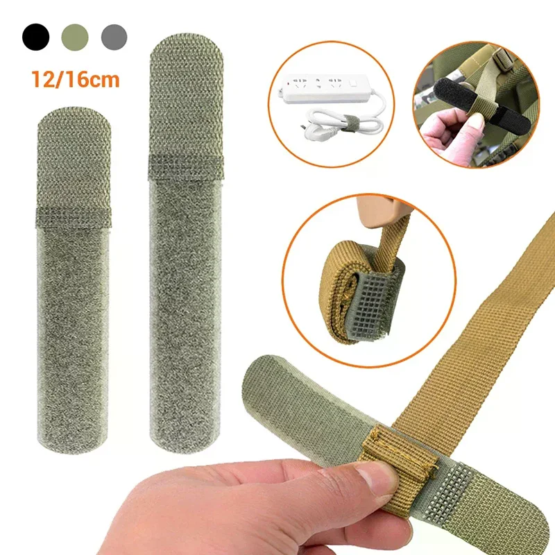 10pcs Strap Webbing Organizer Fix Hook Loop Grip Wrapping Cord Reusable Backpack Fastener Buckle Nylon Straps Cable Ties