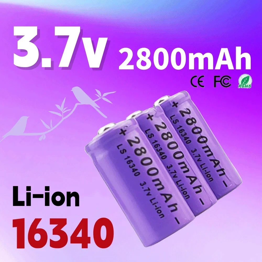 2800mAh 3.7V 2024 NEW CR123A RCR 123 ICR 16340 Battery Safety Camera Rechargeable Lithium Ion Battery