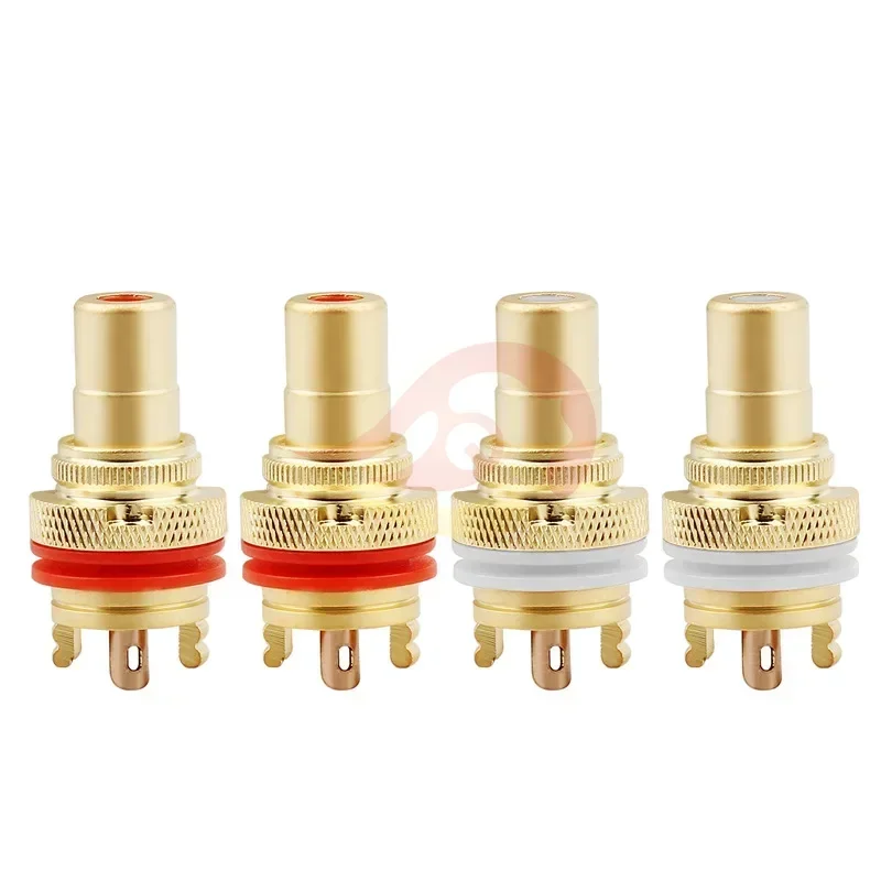 Plug Connector RCA Audio Connector Female Socket Chassis For CMC Connectors Rhodium Plated Copper Jack Copper Plug