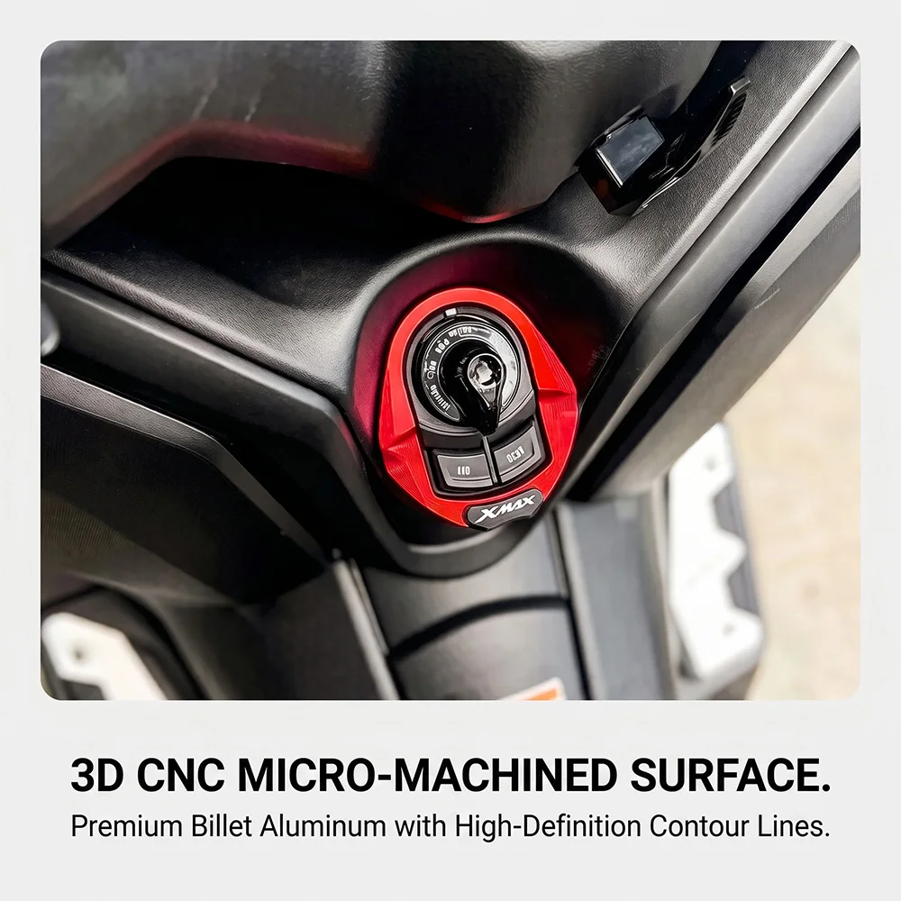 X-CLASS Motorcycle CNC Aluminum Ignition Switch Cover Trim Smart Key Switch Ring Decoration for Yamaha XMAX 300 250 2017-2026