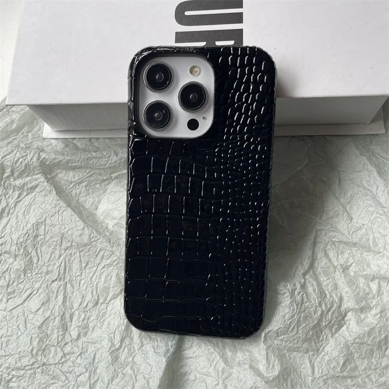 New Suitable for iPhone 16pro Phone Case 15promax Crocodile Pattern 14pro 13 Half Pack 12 11 XR Anti Drop Hard Protective Cover