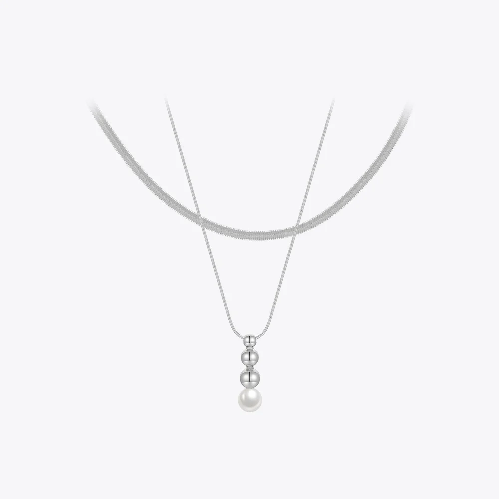 ENFASHION Para Mujer Snake Chain Pendant Pearl Necklace For Women Jewelry Necklaces 18K Plated Fashion Simple Party Gift P233395