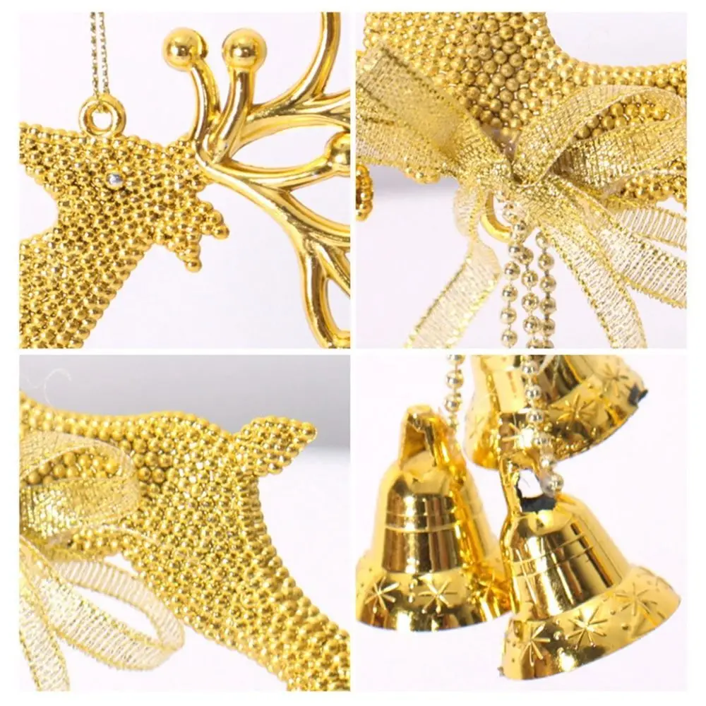 

Gift Supplies PVC Christmas Deer Pendant Attractive Lanyard Xmas Tree Hanging Bell Pendant Gold Xmas Deer Ornaments