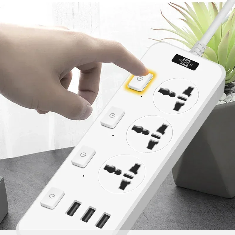 New Power Strip Electric Socket UK MY SG with 3USB TypeC PD30W 13A 2500W Overload Protection Extension Cable 1.2m Electrical Soc