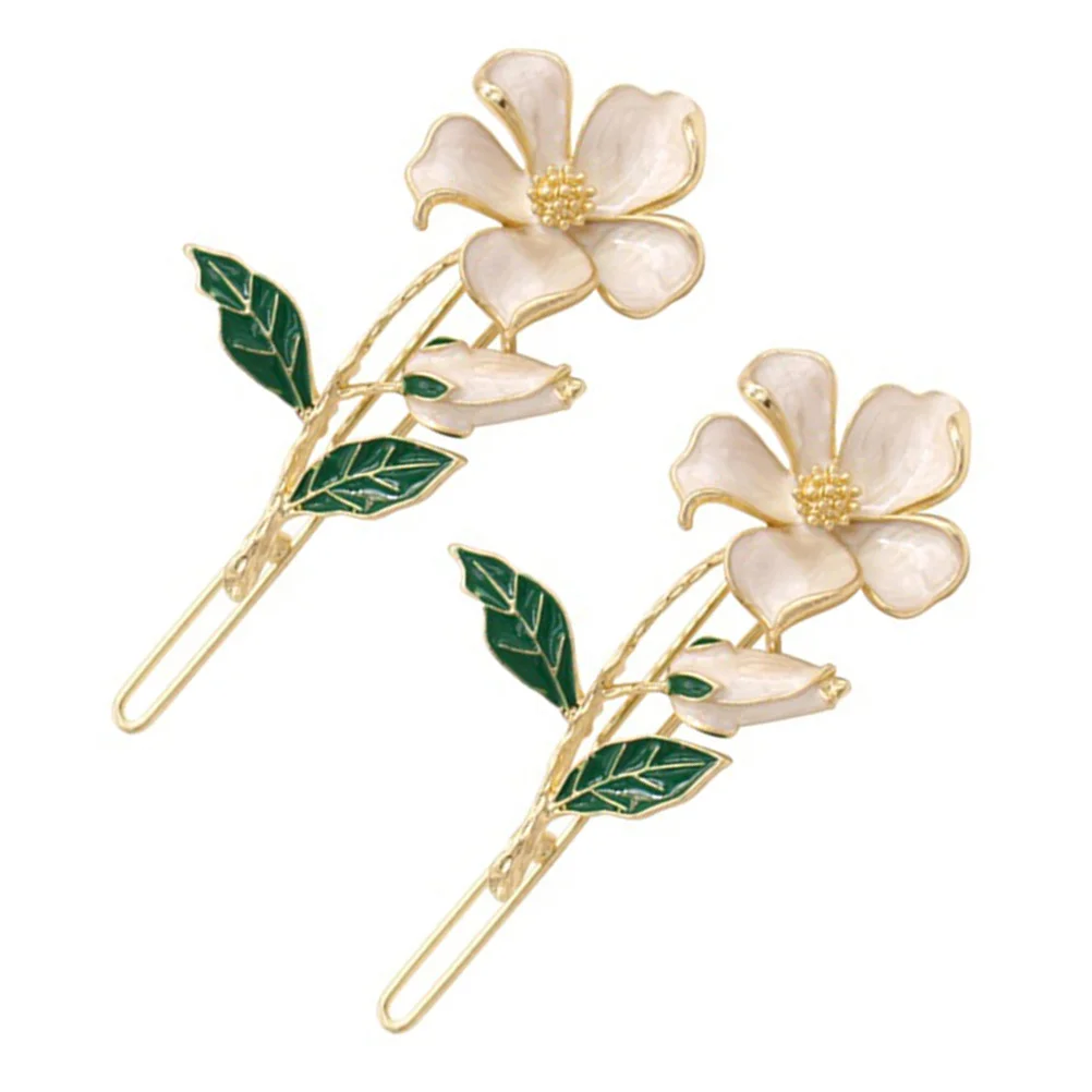 

2 Pcs Flowers Hair Clips Elegant Accessories for Women Headdresses Daily Party Holiday Fashion Hairpins Simple Stylish