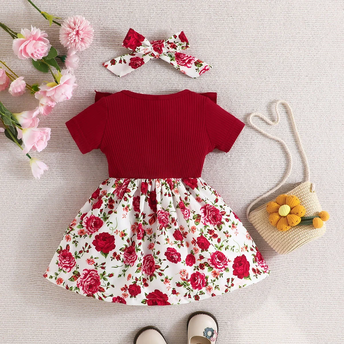 Dress Baby Girl Summer Short Cute Sleeve Fashion Floral Kids Princess Dresses For 0-3 Years old Newborn Baby Girls