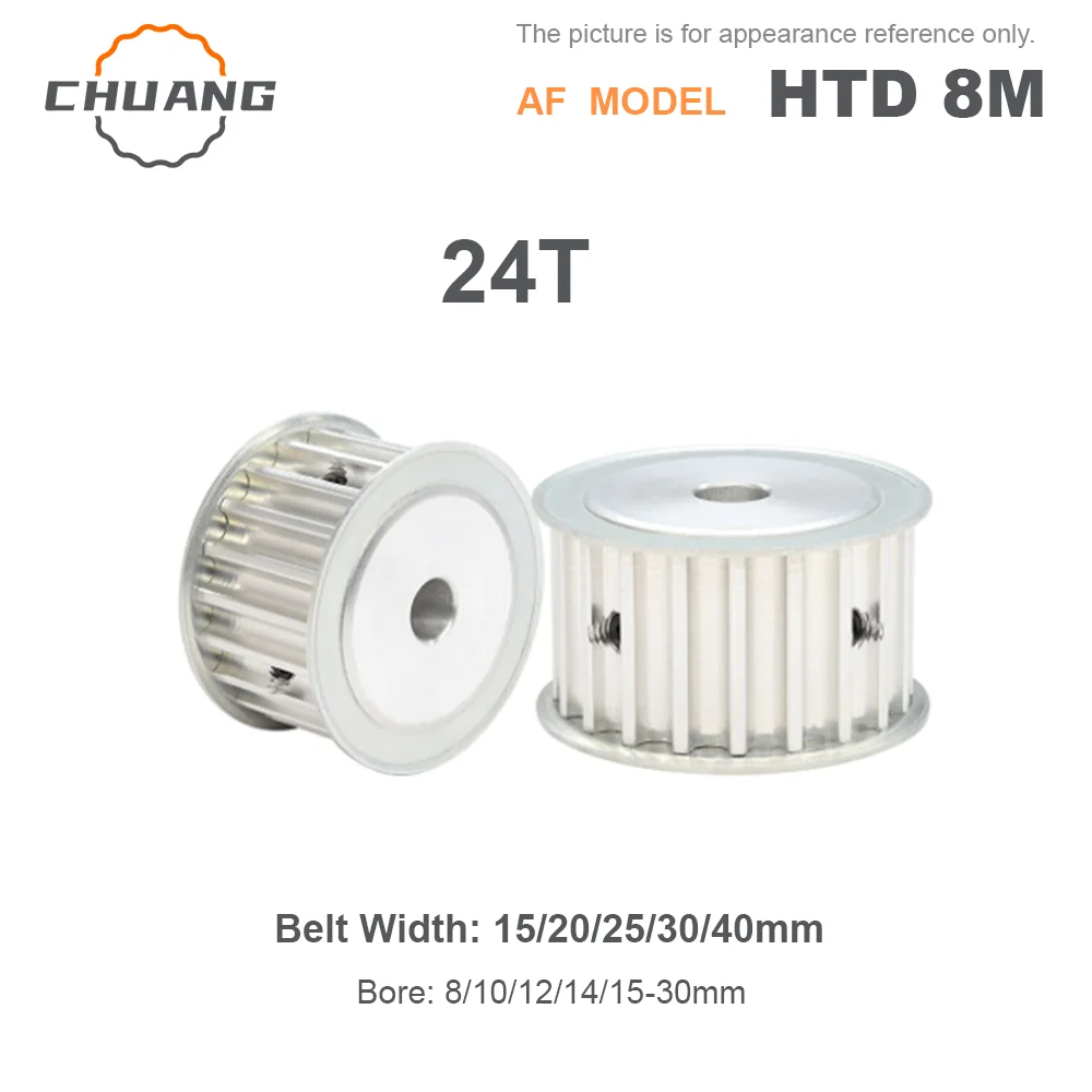 

24T HTD 8M Timing Belt Pulley AF-Type 24Teeth Hole 8mm-30mm For 15/20/25/30/40mm Wide Belt HTD 8M Pulley 24T