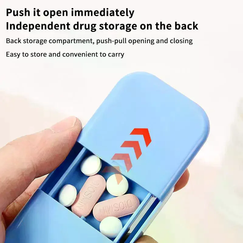 Multifunctional Medicine Tablet Cutter Pill Cutter Tablet Storage Box Medication Splitter Mini Portable Pill Dispenser