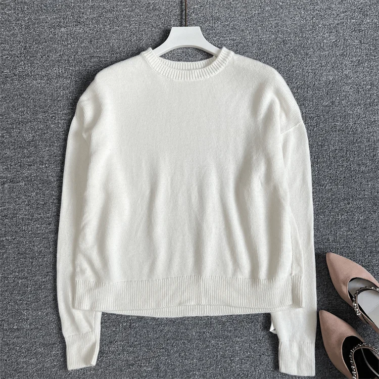 

Warm round Ne Knitted Sweater Women's Casual Sle Loose Fit Long Sve Autumn Winter Faion Basic Simple Design Girls