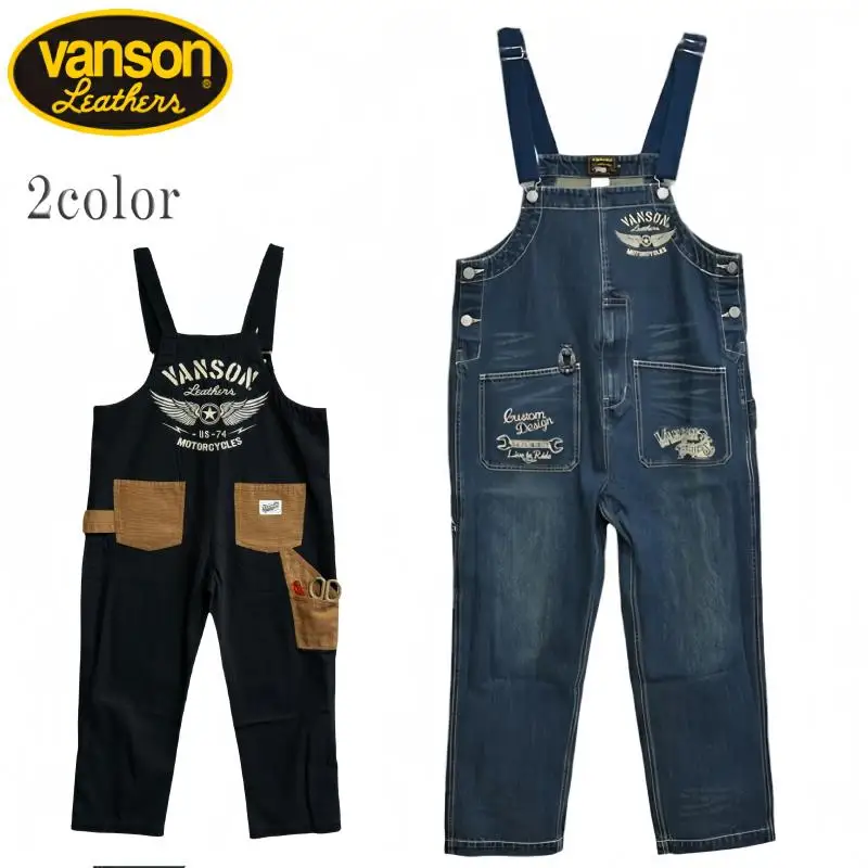 

Vason Heavy Embroidery Classic Wings Motorcycle Military Sle Loose Jeans De Strap Pants High Waist hine Embroidery Cot...