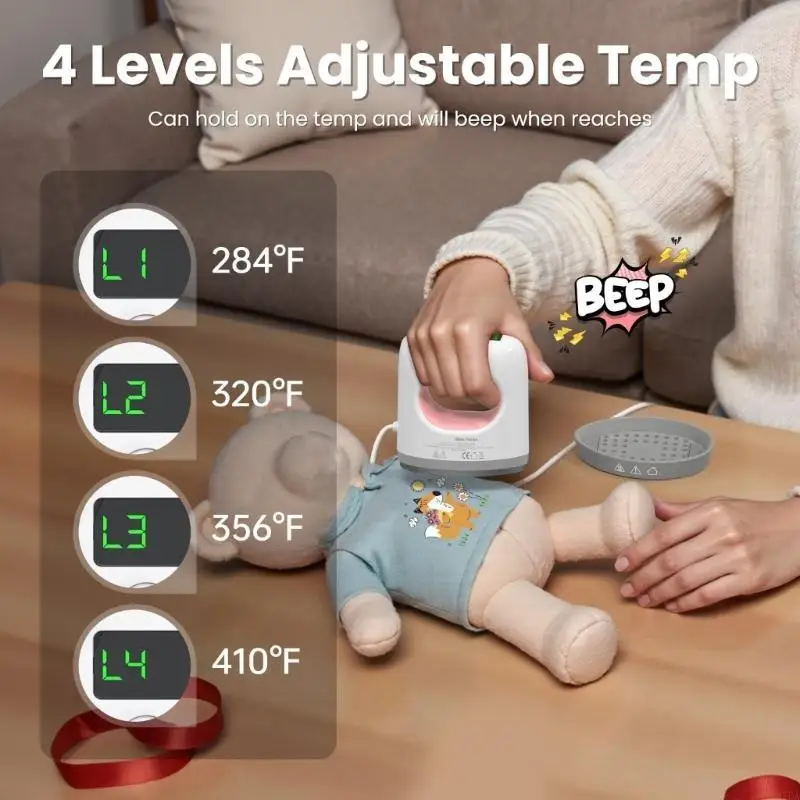 

97BA Handheld Heat Transfer Machine 4 Adjustable Temperatures Auto Shut Off Quickly Heating for Small Projects