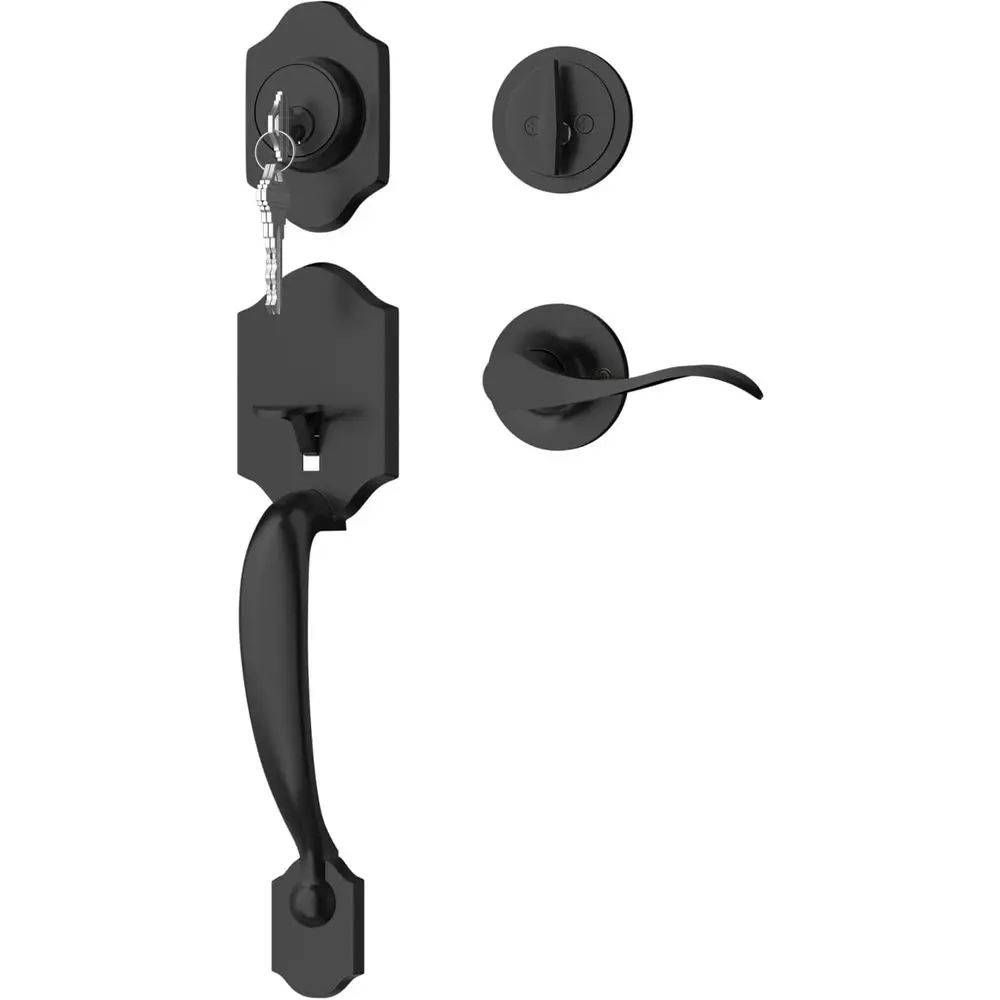 ront Türschloss-Set, schwarzer ront Türgriff und Riegel-Set, Türschloss-Set für Außentür, Ront Türgriff-Set
