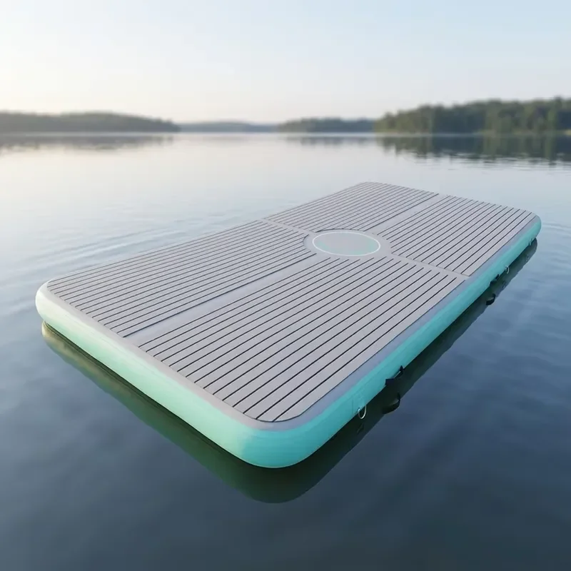 Drop Stitch Sunbathing Teak Foam Deck Pad Floating Swim Air Raft Yacht Jet Ski Dock Inflatable Leisure Platform