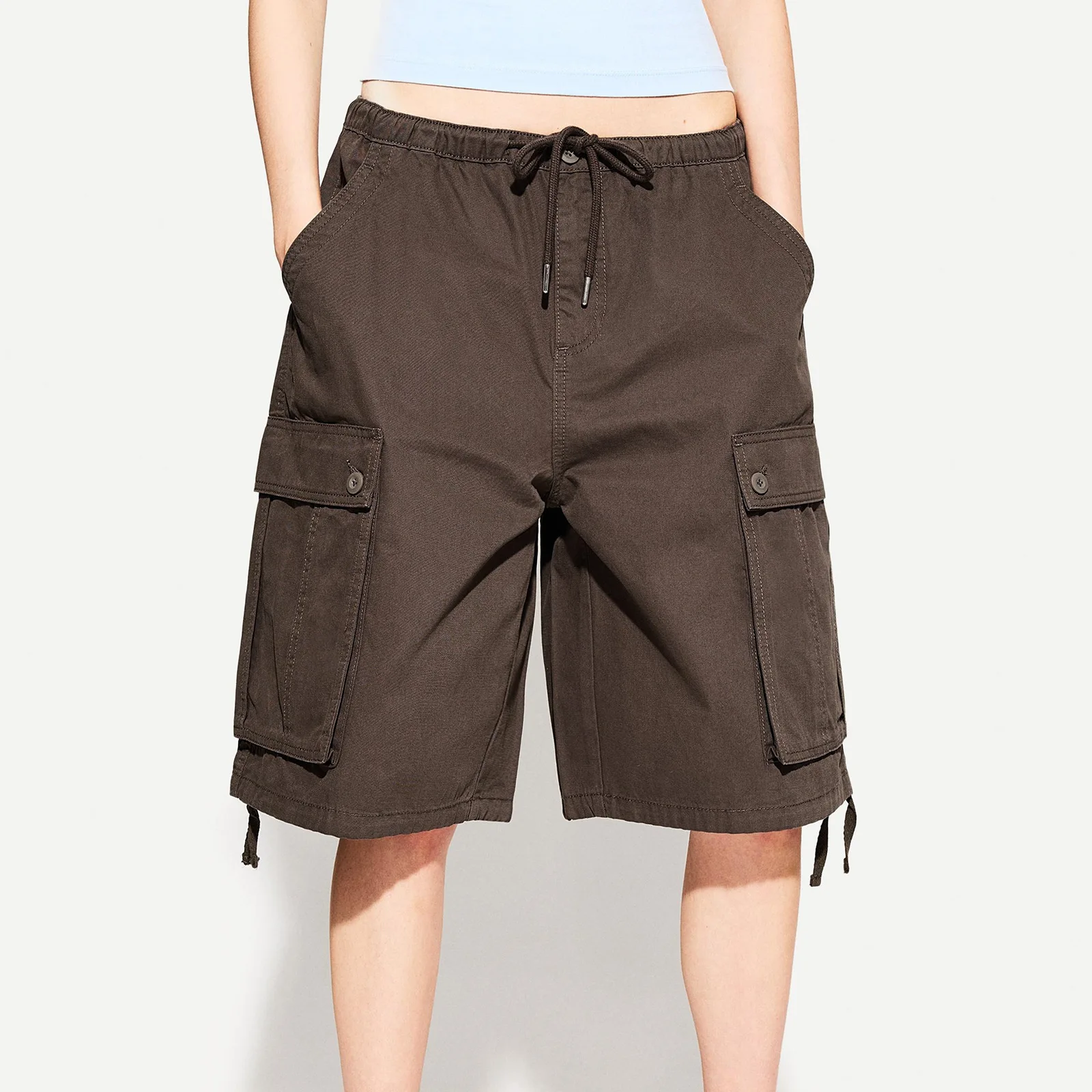 2026 New Women's Casual Drawstring Cargo Shorts Summer Loose Five-point Pants Jeans