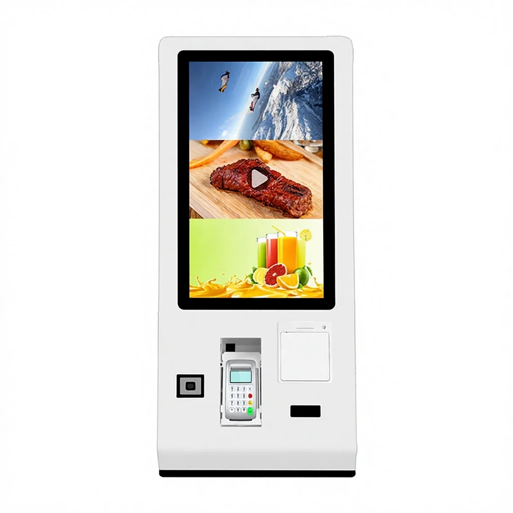24 Inch Self Service Check in Room Card Dispenser Touch Screen Payment Terminal for Hotel Reception Desk
