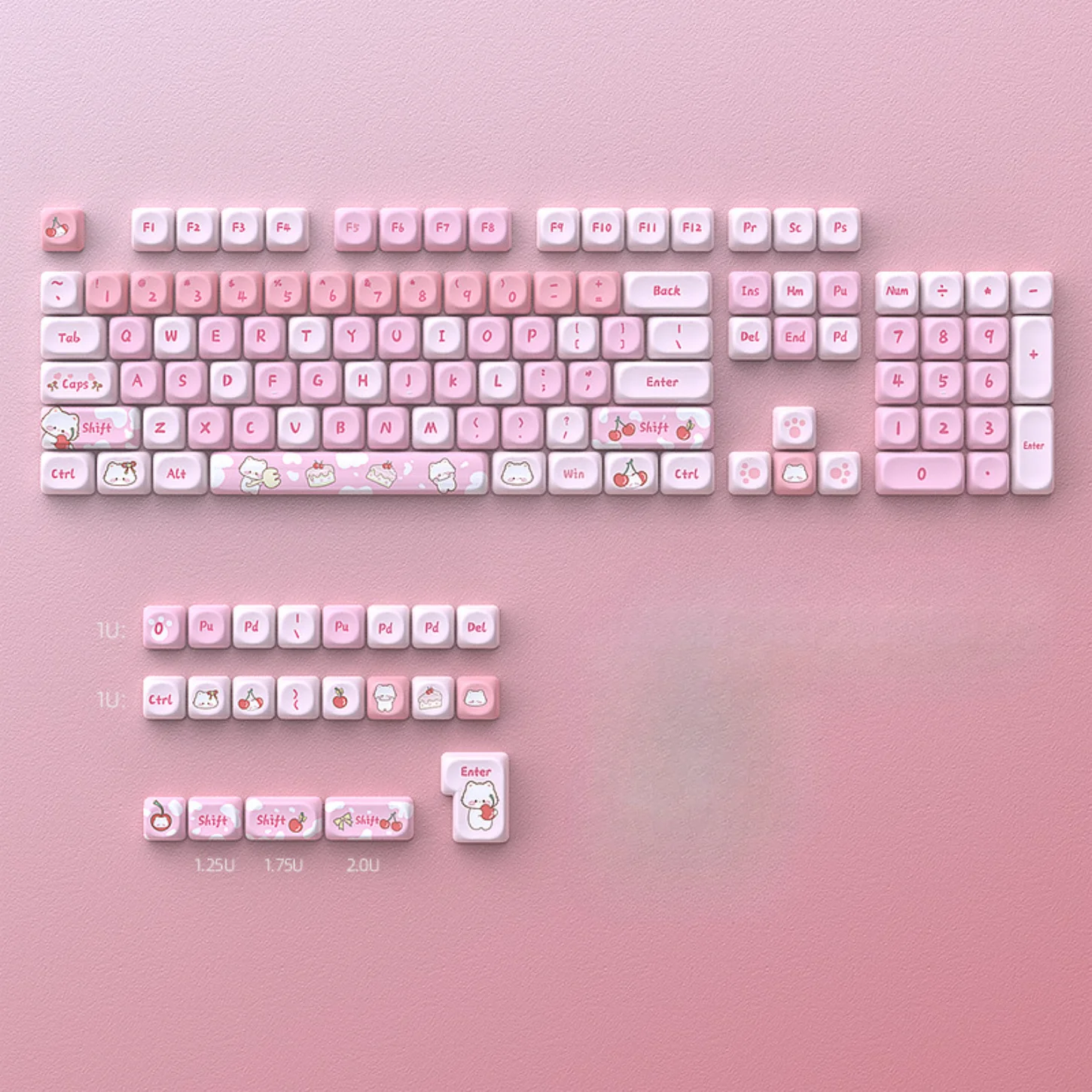 Cute, MOA Girl Color Blocked Keycap PBT 131 Keys Including ISO Keys for 60/84/98/108 Mechanical Keyboard
