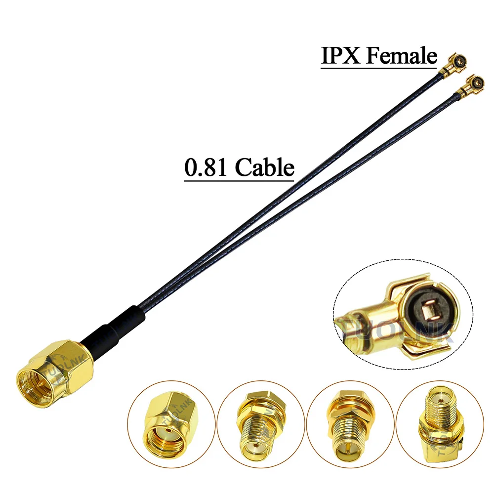 SMA Male/Female to Dual MHF4  Female IPX U.fl Y Type Connector Splitter Combiner RF0.81 Pigtail RF Coax Extension Cable