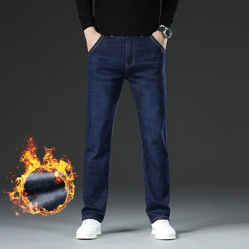 Winter Warm Fleece Jeans Men's Thick Thermal Casual Straight Denim Pants Male Business Work Stretch Trousers New Clothing 6 Winter Warm Fleece Jeans Men's Thick Thermal Casual Straight Denim Pants Male Business Work Stretch Trousers New Clothing 6