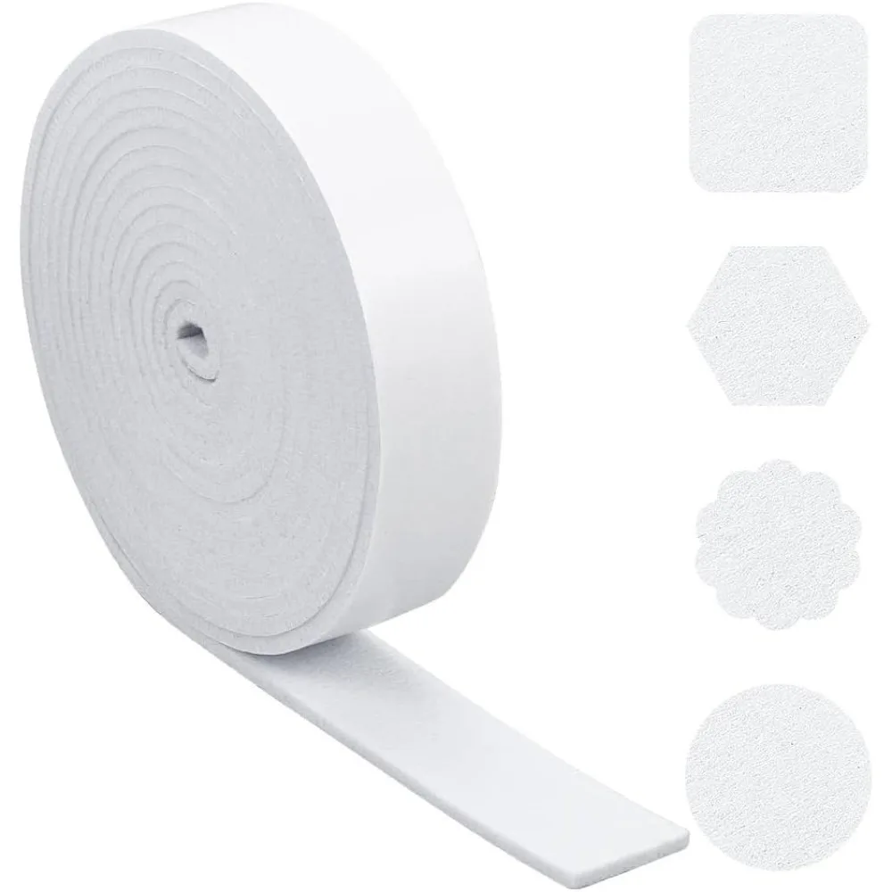 164ft x 16Inch Self Adhesive Felt Tape White Adhesive Felt Strip Sticky Back Non Slip Felt Pads for Protecting