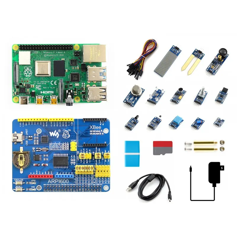 

Набор датчиков Waveshare Raspberry Pi 4 Model B с 13x популярными датчиками