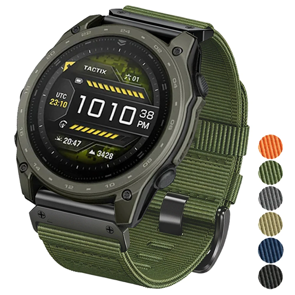 26 22mm Nylon Strap For Garmin Tactix 8 51 47mm Solar/7Pro/Delta/Bravo Band For Garmin Quatix 8 7X 7 6 5 QuickFit Woven Bracelet